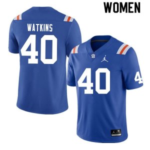 Women's Florida Gators #40 Jacob Watkins NCAA Nike Blue Throwback Authentic Stitched College Football Jersey WKT7462JF